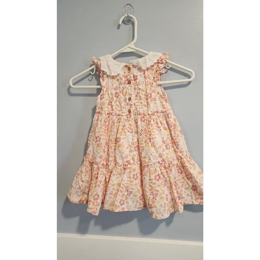 Shabby Chic Girls Sleeveless Floral Dress, Size 3T, Eyelet Collar, Summer Dress